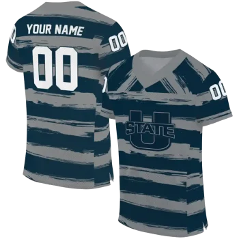 customized utah state aggies art stripe navy jersey best selling