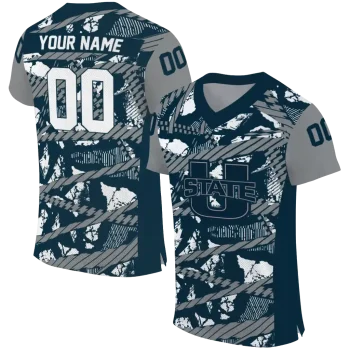 customized utah state aggies camo shatter navy jersey best selling