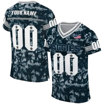 customized utah state aggies camouflage abstract navy jersey best selling