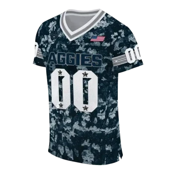 customized utah state aggies camouflage abstract navy jersey fashion forward