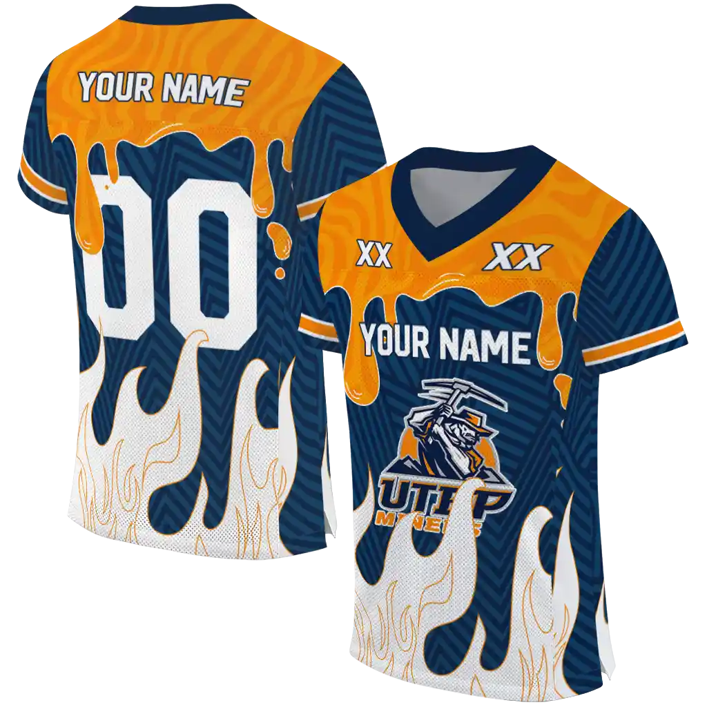 customized utep miners dripping flames blue white jersey best selling customized utep miners dripping flames blue white jersey best selling