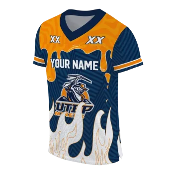 customized utep miners dripping flames blue white jersey fashion forward