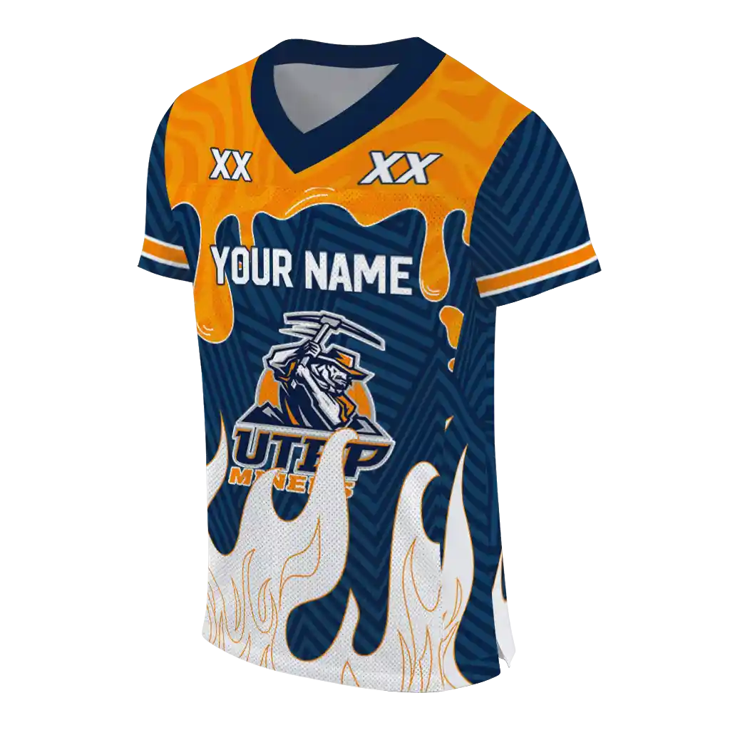 customized utep miners dripping flames blue white jersey fashion forward customized utep miners dripping flames blue white jersey fashion forward