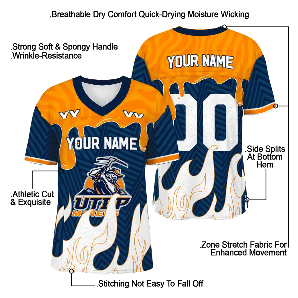 customized utep miners dripping flames blue white jersey latest model customized utep miners dripping flames blue white jersey latest model