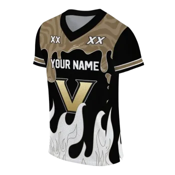 customized vanderbilt commodores dripping flames black white jersey fashion forward
