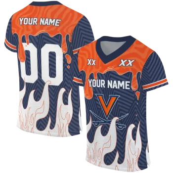 customized virginia cavaliers dripping flames blue white jersey best selling