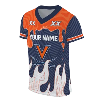 customized virginia cavaliers dripping flames blue white jersey fashion forward