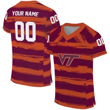 customized virginia tech hokies art stripe maroon jersey best selling