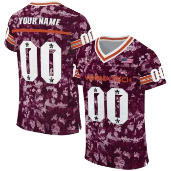 customized virginia tech hokies camouflage abstract maroon jersey best selling