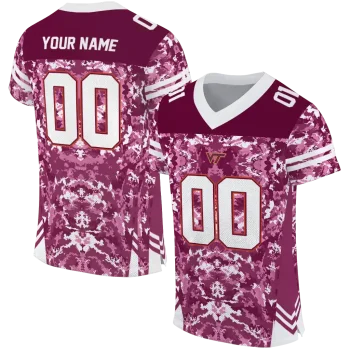customized virginia tech hokies mirrored pattern maroon jersey best selling