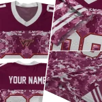 customized virginia tech hokies mirrored pattern maroon jersey best selling