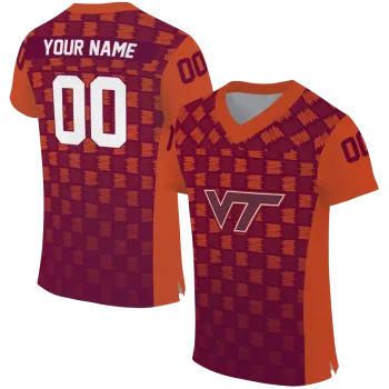 customized virginia tech hokies stacked rectangle maroon jersey best selling