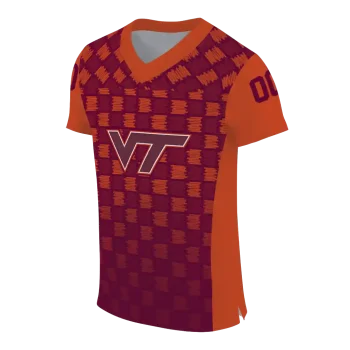 customized virginia tech hokies stacked rectangle maroon jersey fashion forward
