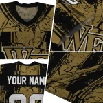 customized wake forest demon deacons rugged stripes gold jersey best selling