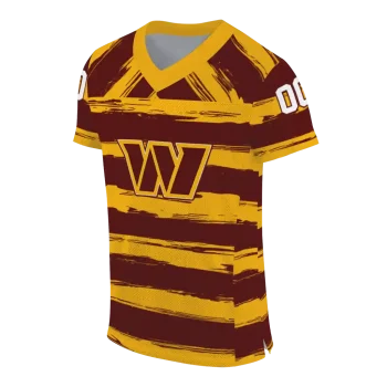 customized washington commanders art stripe burgundy jersey fashion forward