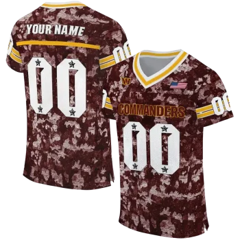 customized washington commanders camouflage abstract burgundy jersey best selling