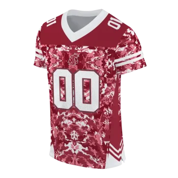 customized washington state cougars mirrored pattern crimson jersey fashion forward