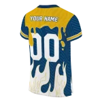 customized west virginia mountaineers dripping flames blue white jersey best selling