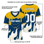 customized west virginia mountaineers dripping flames blue white jersey best selling