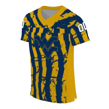 customized west virginia mountaineers stripe splatter blue jersey fashion forward