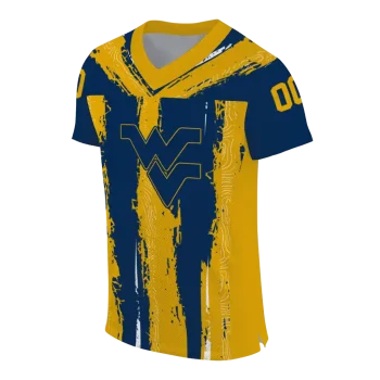 customized west virginia mountaineers striped texture blue jersey fashion forward