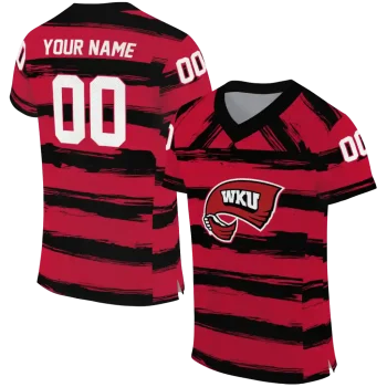 customized western kentucky hilltoppers art stripe red jersey best selling