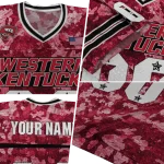 customized western kentucky hilltoppers camouflage abstract red jersey best selling