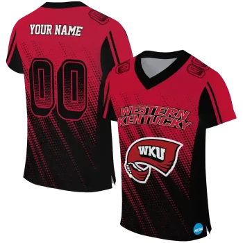 customized western kentucky hilltoppers halftone flow red black jersey best selling
