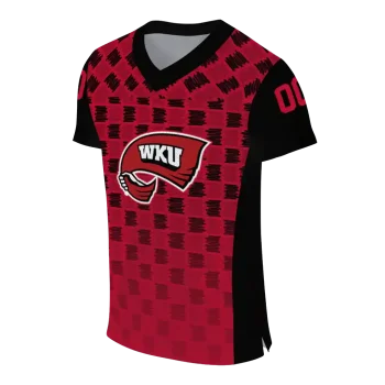customized western kentucky hilltoppers stacked rectangle red jersey fashion forward