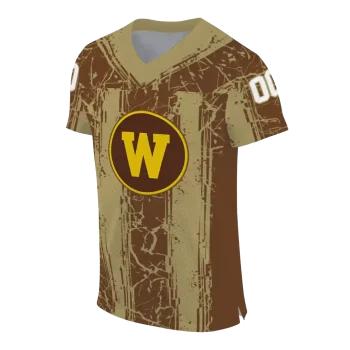 customized western michigan broncos rugged stripes brown jersey fashion forward