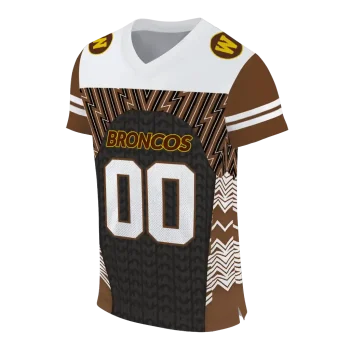 customized western michigan broncos tire arrows brown black white jersey fashion forward