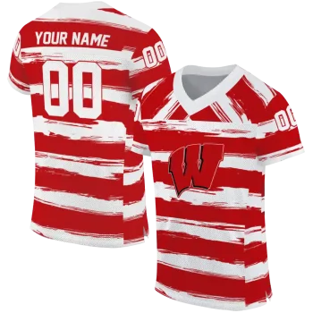customized wisconsin badgers art stripe red jersey best selling