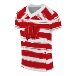customized wisconsin badgers art stripe red jersey best selling
