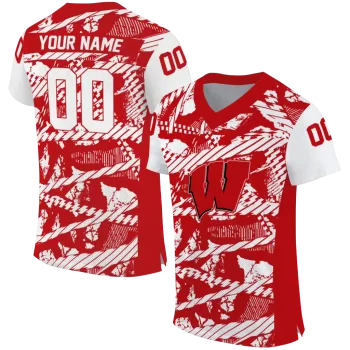customized wisconsin badgers camo shatter red jersey best selling