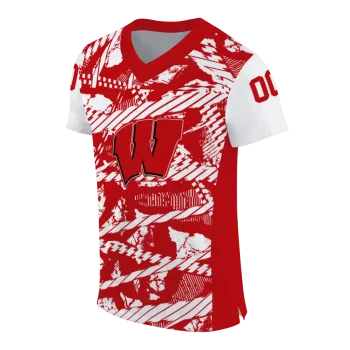 customized wisconsin badgers camo shatter red jersey fashion forward