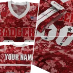 customized wisconsin badgers camouflage abstract red jersey best selling