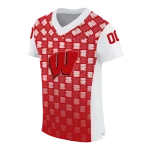 customized wisconsin badgers stacked rectangle red jersey best selling
