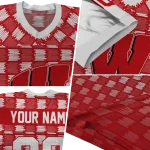 customized wisconsin badgers stacked rectangle red jersey best selling