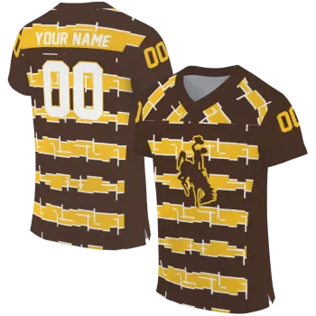 customized wyoming cowboys layered grids brown jersey best selling