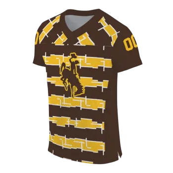 customized wyoming cowboys layered grids brown jersey fashion forward