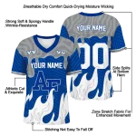 personalized air force falcons dripping flames blue white jersey best selling