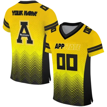 personalized appalachian state mountaineers halftone sweep gold black jersey best selling