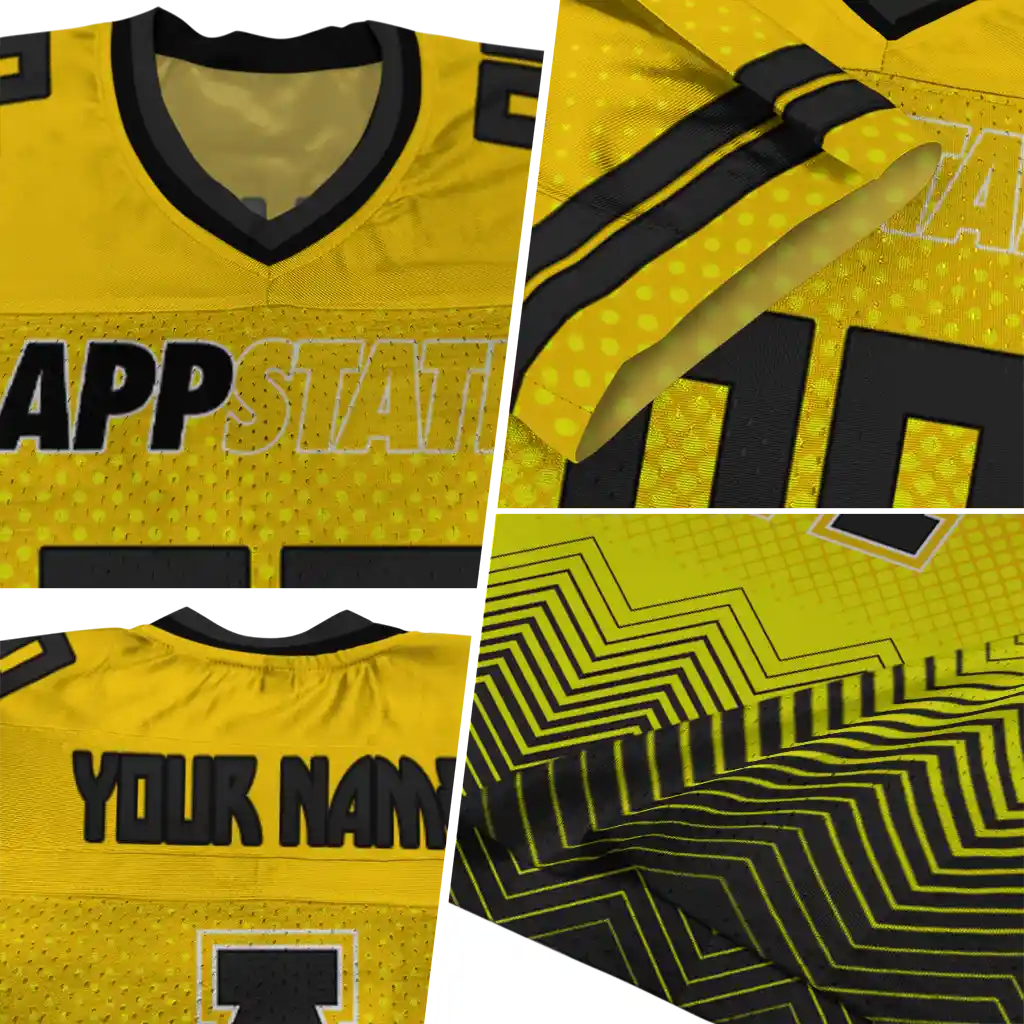 personalized appalachian state mountaineers halftone sweep gold black jersey new arrival personalized appalachian state mountaineers halftone sweep gold black jersey new arrival
