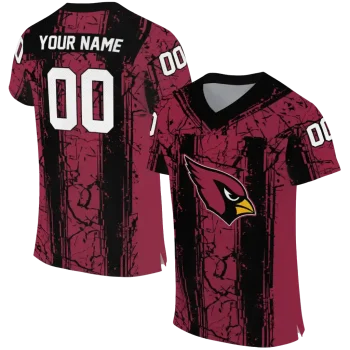 personalized arizona cardinals rugged stripes red jersey best selling