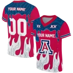 personalized arizona wildcats dripping flames red white jersey best selling