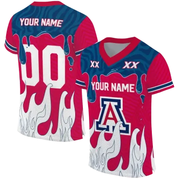 personalized arizona wildcats dripping flames red white jersey best selling