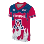 personalized arizona wildcats dripping flames red white jersey best selling