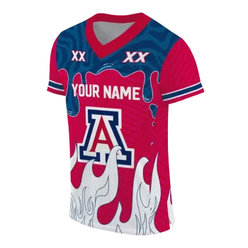 personalized arizona wildcats dripping flames red white jersey fashion forward