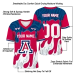 personalized arizona wildcats dripping flames red white jersey best selling