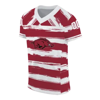 personalized arkansas razorbacks art stripe red jersey fashion forward